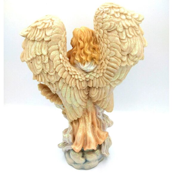 Vintage Glitter Angel Carlton Cards 9.5" Instrument Seraphine On Cloud - Picture 10 of 13